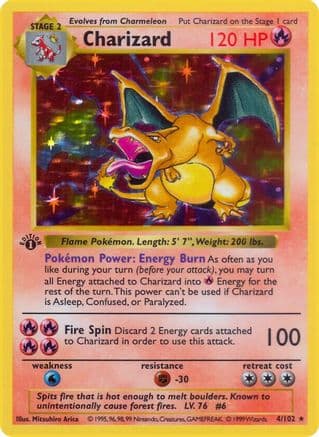 Charizard  - Unlimited Holofoil Base Set Shadowless - Holo Rare