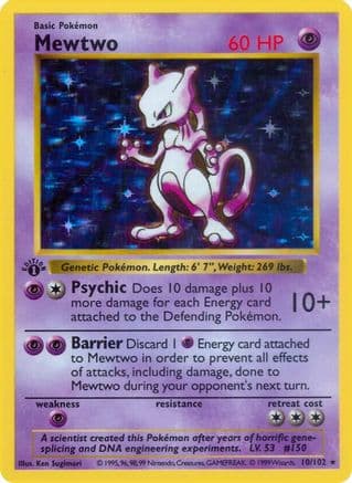 Mewtwo 10/102 - Base Set Shadowless 1st Edition Holofoil