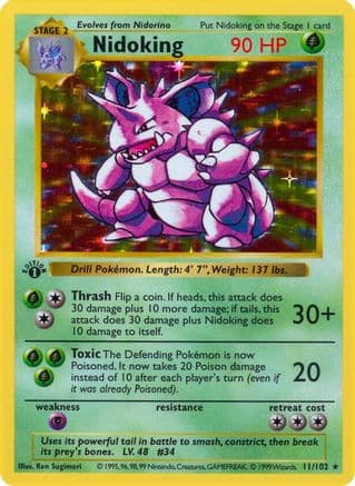 Nidoking 11/102 - Base Set Shadowless 1st Edition Holofoil