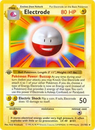 Electrode 21/102 - Base Set Shadowless 1st Edition