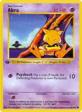 Abra 043- Base Set Shadowless Unlimited