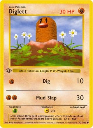 Diglett 047- Base Set Shadowless 1st Edition