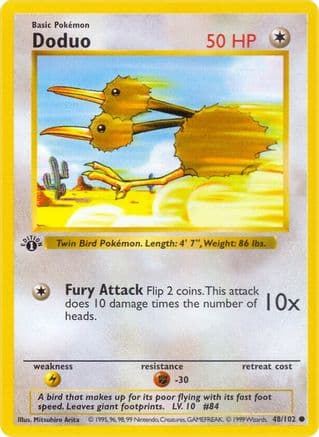 Doduo 048- Base Set Shadowless 1st Edition