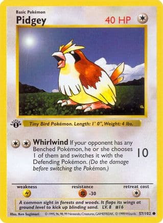 Pidgey 057- Base Set Shadowless Unlimited