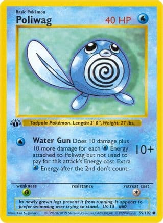 Poliwag 059- Base Set Shadowless 1st Edition