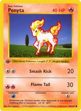 Ponyta 060- Base Set Shadowless 1st Edition