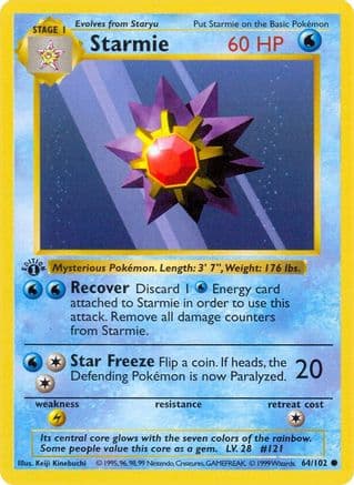 Starmie 064  - Unlimited Base Set Shadowless - Common