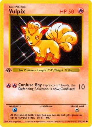 Vulpix 068- Base Set Shadowless 1st Edition
