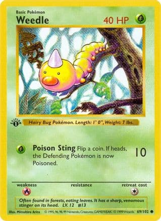 Weedle 069- Base Set Shadowless 1st Edition