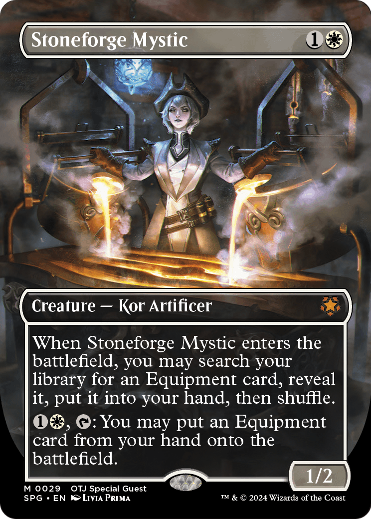 Stoneforge Mystic (Borderless) [Outlaws of Thunder Junction Special Guests] Foil