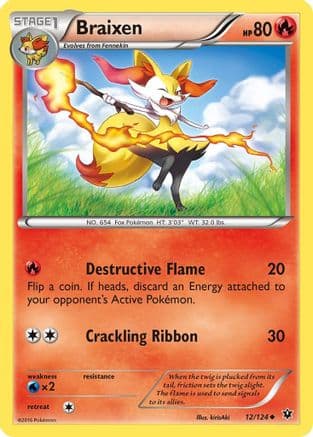 Braixen 12/124 - XY  Fates Collide Reverse Holofoil