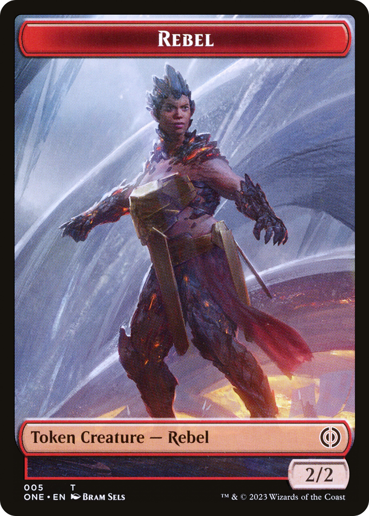 Rebel // Phyrexian Goblin Double-Sided Token [Phyrexia: All Will Be One Tokens] Foil