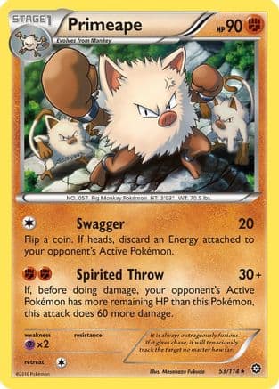 Primeape 53/114 - XY  Steam Siege Reverse Holofoil