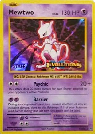 Mewtwo (Prerelease) [Staff] 51/108 - XY Promos Holofoil
