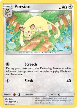 Persian 102/147 - SM  Burning Shadows Reverse Holofoil