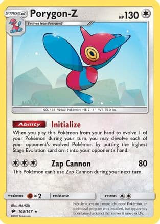 Porygon-Z 105/147 - SM  Burning Shadows Reverse Holofoil