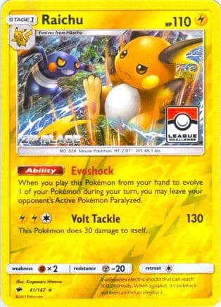 Raichu (League Challenge) [2nd Place] 41/147 - League & Championship Cards Reverse Holofoil