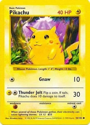 Pikachu (Red Cheeks) 058- Base Set Shadowless 1st Edition