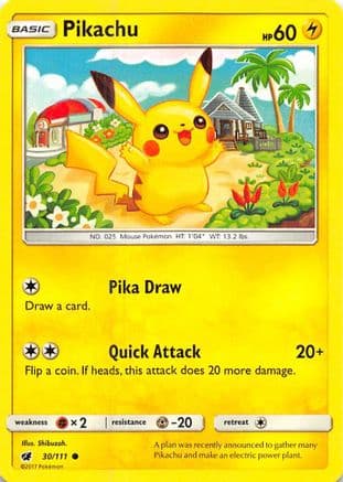 Pikachu 030/111 - SM  Crimson Invasion Reverse Holofoil