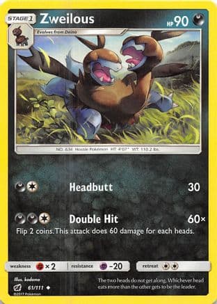 Zweilous 061/111 - SM  Crimson Invasion Reverse Holofoil