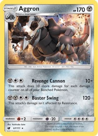 Aggron 067  - Holofoil SM  Crimson Invasion - Holo Rare