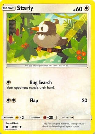 Starly 081/111 - SM  Crimson Invasion Reverse Holofoil