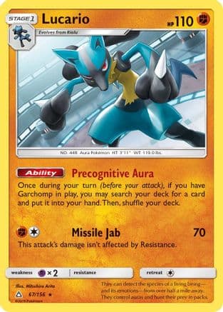Lucario 067/156 - SM  Ultra Prism Reverse Holofoil