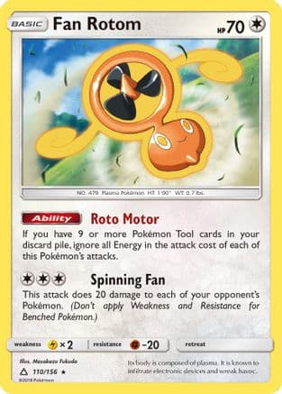 Fan Rotom 110/156 - SM  Ultra Prism Reverse Holofoil