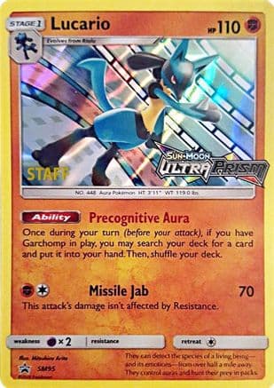 Lucario SM95 (Prerelease) [Staff] SM95- SM Promos Holofoil