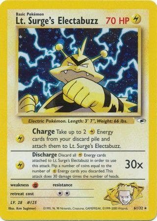 Lt. Surge's Electabuzz 006/132 - Gym Heroes Unlimited Holofoil