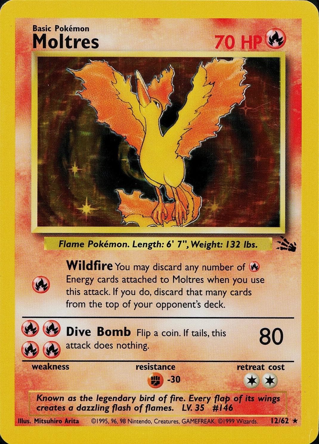 Moltres 012/62 - Fossil Unlimited Holofoil