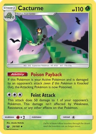 Cacturne 20/168 - SM  Celestial Storm Reverse Holofoil