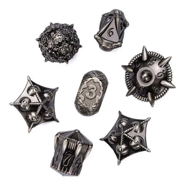 RPG Dice Set | Metal | Ancient Dragon | Silver