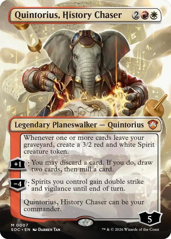 Quintorius, History Chaser 7 (Commander: Secrets of Strixhaven)  - Borderless Foil