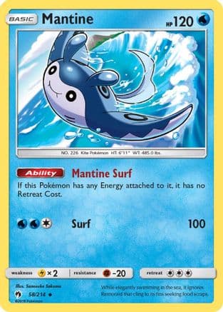 Mantine 58/214 - SM  Lost Thunder Reverse Holofoil