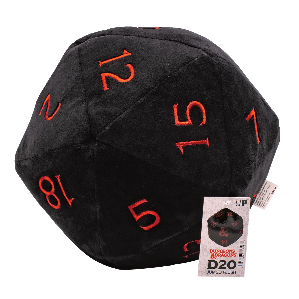 Ultra Pro | Jumbo D20 Dice Plush | Black w/ Red Numbers