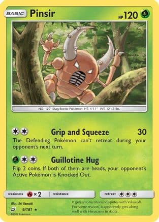 Pinsir 9/181 - SM  Team Up Reverse Holofoil