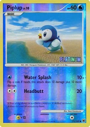 Piplup [Platinum] 71/100 - Burger King Promos Reverse Holofoil