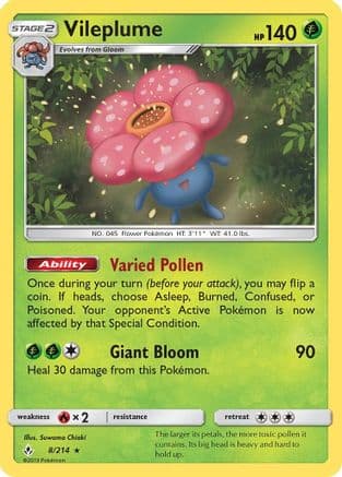 Vileplume 008/214 - SM  Unbroken Bonds Reverse Holofoil