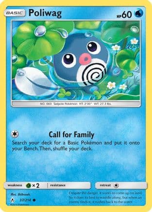 Poliwag 037/214 - SM  Unbroken Bonds Reverse Holofoil