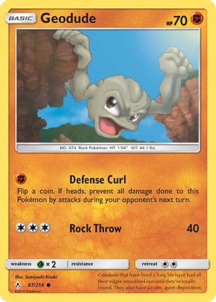 Geodude 87/214 - SM  Unbroken Bonds Reverse Holofoil