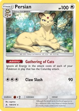 Persian 148/214 - SM  Unbroken Bonds Reverse Holofoil