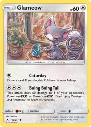 Glameow 159/214 - SM  Unbroken Bonds Reverse Holofoil