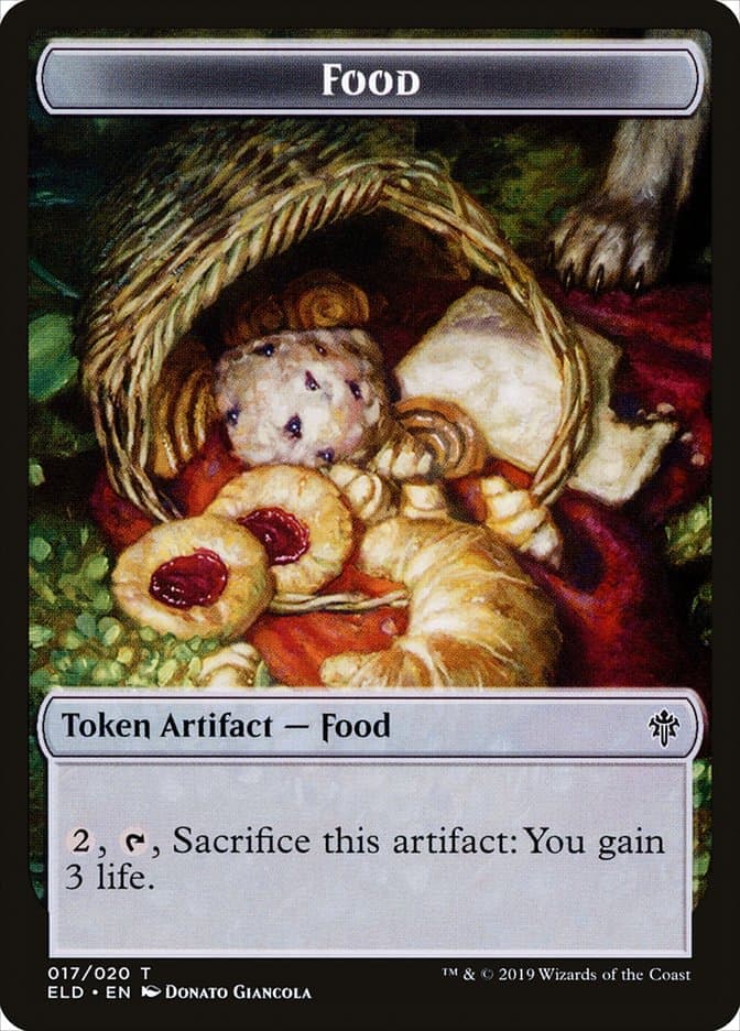 Human Warrior // Food (17) Double-Sided Token [Throne of Eldraine Tokens] Foil