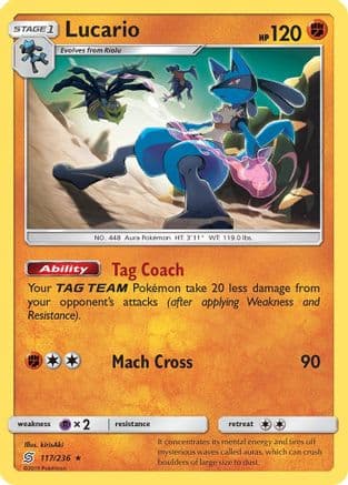Lucario 117  - Reverse Holofoil SM  Unified Minds - Rare