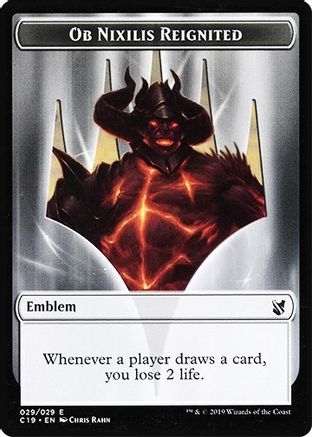 Emblem - Ob Nixilis Reignited // Zombie (010) Double-Sided Token |  (29 // 10) [Commander 2019]