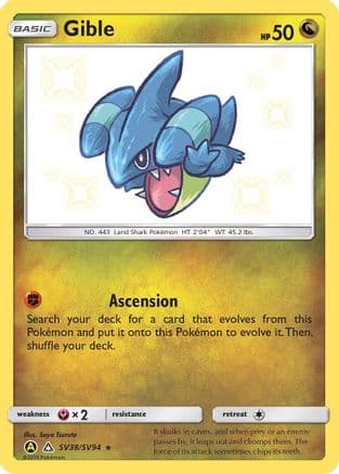 Gible SV38/94 - Hidden Fates Shiny Vault Holofoil