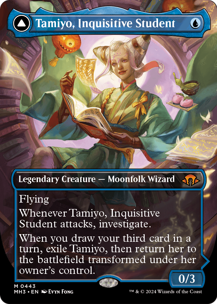 Tamiyo, Inquisitive Student // Tamiyo, Seasoned Scholar (Borderless) [Modern Horizons 3] Foil