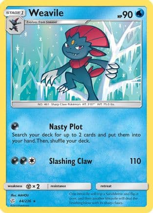 Weavile 44/236 - SM  Cosmic Eclipse Reverse Holofoil