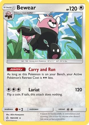Bewear 182/236 - SM  Cosmic Eclipse Reverse Holofoil
